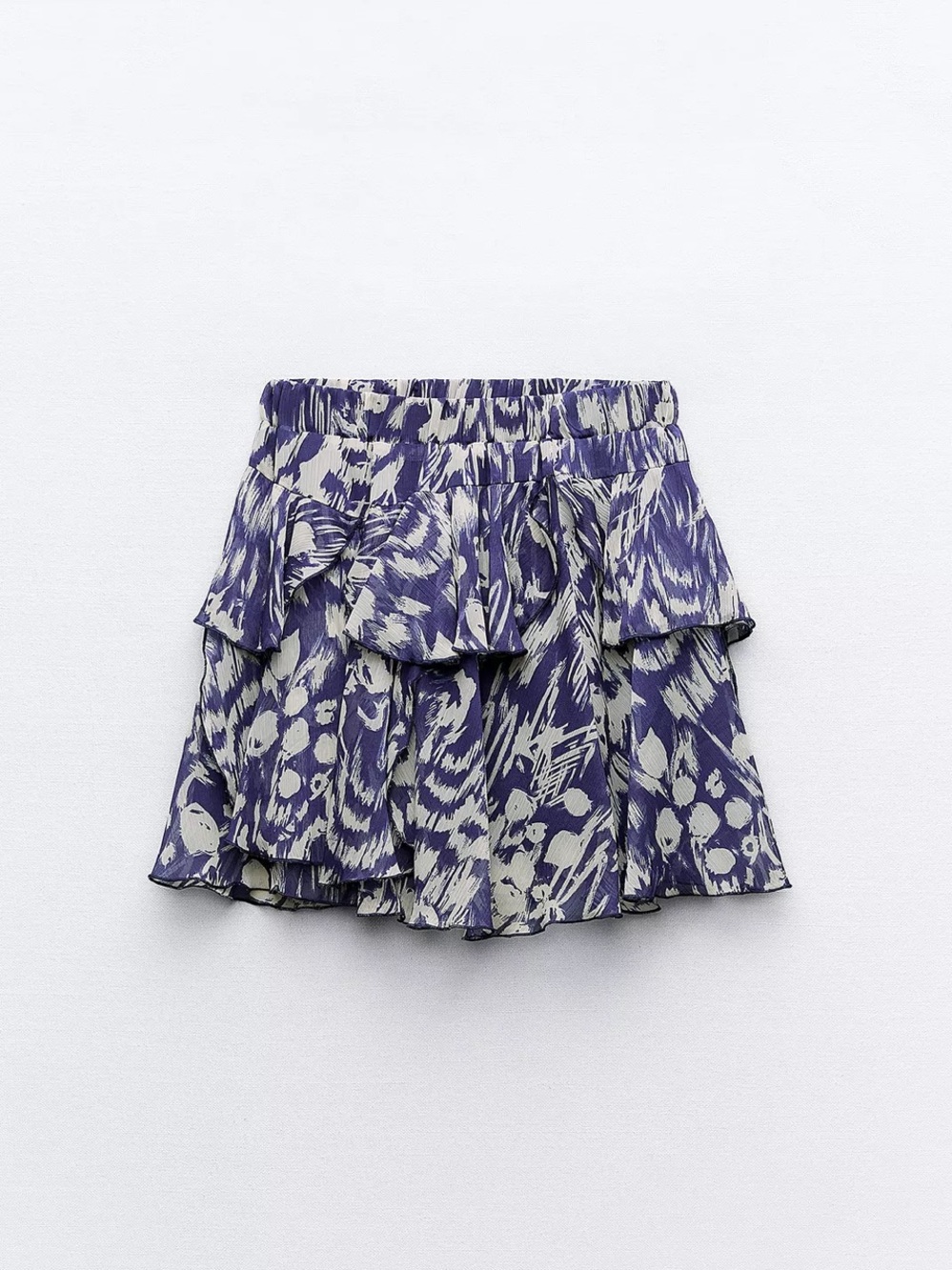 Zara Blue and White Tiered A-Line Skirt - Extra Soft